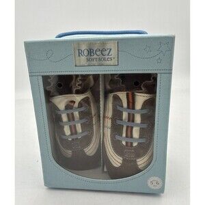Robeez Soft Soles Cream/brown Boys Slip-On Shoes 5-6 Years